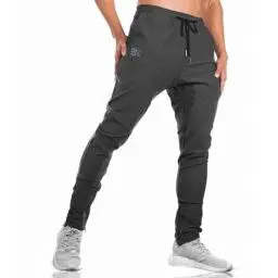 Produktbild: BROKIG Gym Jogginghose Sporthose Herren Lang mit Doppeltasche, Baumwolle Trainingshose Herren Fitness Slim Fit Hose (Dunkelgrau,M)