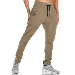 Produktbild: BROKIG Gym Jogginghose Sporthose Herren Lang mit Doppeltasche, Baumwolle Trainingshose Herren Fitness Slim Fit Hose (Khaki,L)