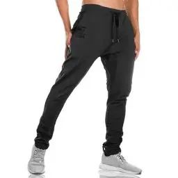 Produktbild: BROKIG Gym Jogginghose Sporthose Herren Lang mit Doppeltasche, Baumwolle Trainingshose Herren Fitness Slim Fit Hose (Schwarz,XXL)