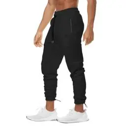 Produktbild: BROKIG Heckseil Gym Sporthose Herren Lang, Fitness Trainingshose Herren Lang Baumwolle Slim Jogginghose Herren Laufhose mit Reißverschlusstasche(Schwarz,XXL)