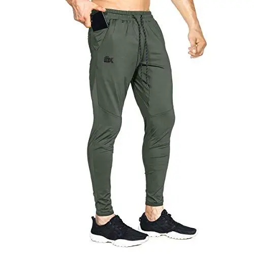 Produktbild: BROKIG Leichte Jogginghose Herren Fitnessstudio Trainingshose Slim Fit Sporthose Lang mit Taschen(Armeegrün,L)