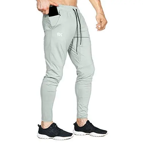 Produktbild: BROKIG Leichte Jogginghose Herren Fitnessstudio Trainingshose Slim Fit Sporthose Lang mit Taschen(Hellgrau,L)