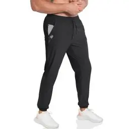 Produktbild: BROKIG Leichte Sporthose Herren Lang, Kontrastfarbe Mesh Fitness Hose Herren Gym Schnelltrocknend Dünn Trainingshose Jogginghose mit Reißverschlusstasche (Schwarz,L)