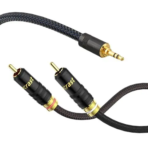Produktbild: Brollitest 3.5 RCA Audio Kabel, 3.5mm Klinke auf 2 x Stereo mit Metallgehäuse und 24k Vergoldetem Rca Stecker für MP3, Tablet, Lautsprecher, Hdtv -2M