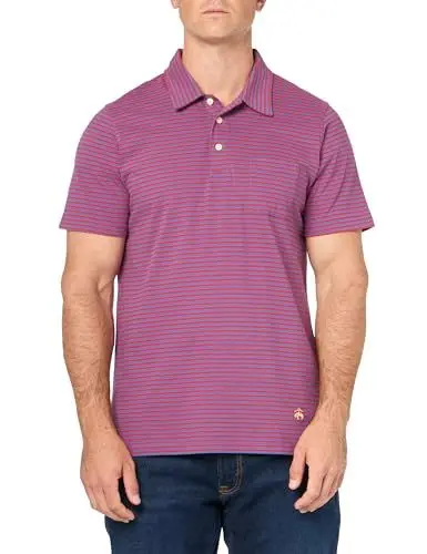 Produktbild: Brooks Brothers Herren-Poloshirt aus Baumwolljersey, gestreift, kurzärmelig, blau / rot, L