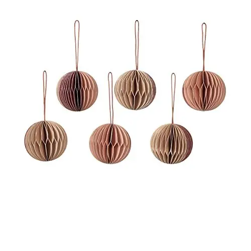 Produktbild: Broste Copenhagen Weihnachtsbaumschmuck 6tlg. aus Papier in der Farbe Beige/ Rosa, 70080421, 5cm