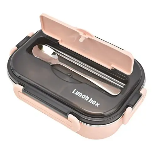 Produktbild: Brotdose, Fach 3 Gitter Thermo Bento Box Auslaufsicher mit Stäbchen Löffel für die Schule für Camping(Pink (Essstäbchen und Löffel senden))