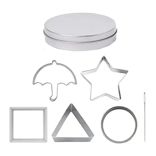 Produktbild: TOPBATHY Brotdose Kinder Squid Cookie Cutters Candy Mold: Koreanisches Spiel Cutters Set Dalgona Square Kreis Regenschirm Stern Zuckerformen mit Zinn Nadel Koreanische Spiel Kekse Pie Lunchbox