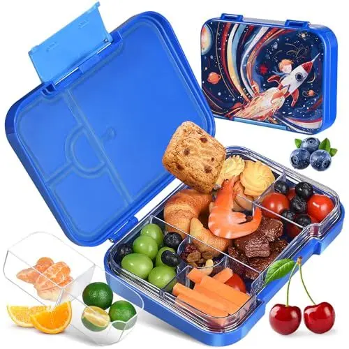 Produktbild: Brotdose Kinder mit Fächern, BPA Frei Lunchbox Kinder Bento Box, Tritan Vesperdose Brotbox mit 4+2 Fächern, Jausenbox Brotzeitbox Frühstücksbox Kinder Brotdose für Kindergarten und Schule, 880ML(Rosa)