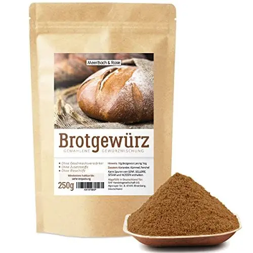 Produktbild: Brotgewürz bayerische Art, Gourmetmischung, 250g Brotgewürzmischung mit Kümmel, Fenchel und Koriander, herzhafte Gewürzmischung für Brot, Naturprodukt, ohne Salz und künstliche Zusätze