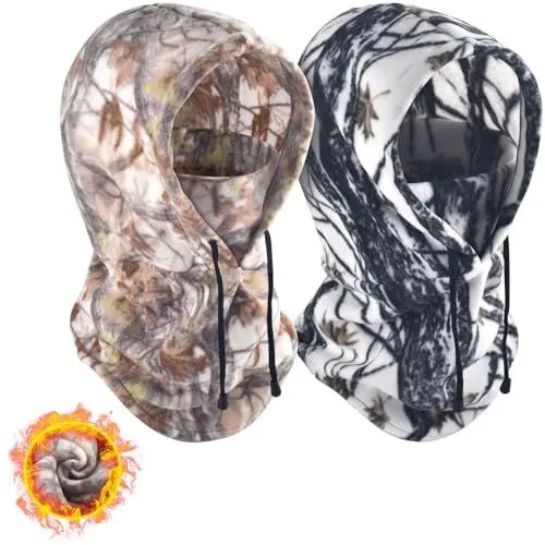 Produktbild: BROTOU 2er Multifunktionale Balaclava Gesichtsmaske Sturmhaube Kapuze Fullfacemütze Herren Damen Winddichte Skimaske Vollgesichtsmaske Nackenwärmer Warm für Winter Sport und Outdoor Jagd Camouflage