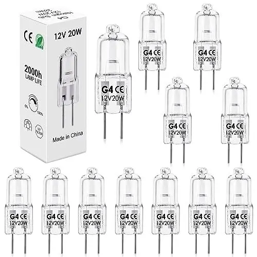 Produktbild: BROTOU G4 Halogenlampen, G4 Halogen Leuchtmittel 20W 12V 2800K 300LM Dimmbare Glühbirnen für Backofenlampe Mikrowellen Herd Deckenleuchten (12er-12v 20w)