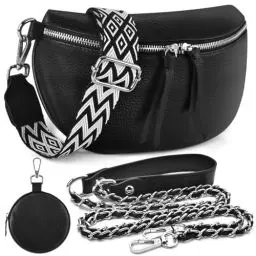 Produktbild: BROTOU Leder Handy Umhängetasche Echtes Crossbody Bag mit 2 Breitem Schultergurt Kartenhalter, mit Kleine Ledertasche Schwarz UmhäNgetasche Damen Leder UmhäNgetasche Damen, Kleine Umhängetasche Damen