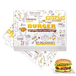 Produktbild: Brotpapier, 100 Blätter Deli Papierblätter 26 * 36cm Pommes Papier für Korb Backpapier Käsepapier Fettdichte Burger Papier zum Einwickeln für Burger Butterbrot Käse