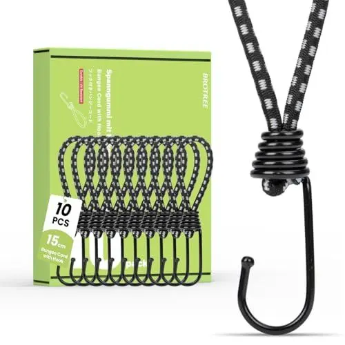 Produktbild: Brotree Spanngummi mit Haken 10 Stück 15cm Expander mit Haken Kurz Gummispanner Planenspanner mit Haken für Plane, Zelte, Banner, Anhängerplane und Netze
