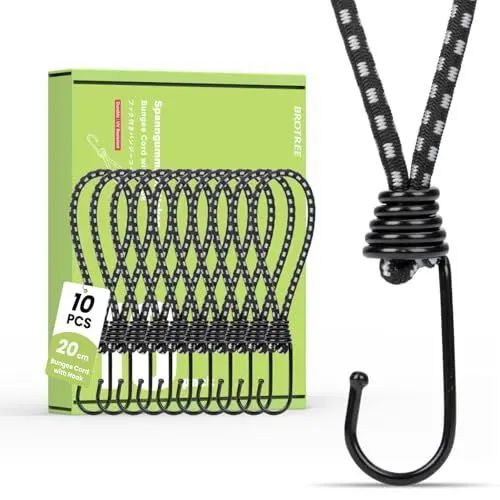 Produktbild: Brotree Spanngummi mit Haken 10 Stück 20cm Expander mit Haken Kurz Gummispanner Planenspanner mit Haken für Plane, Zelte, Banner, Anhängerplane und Netze