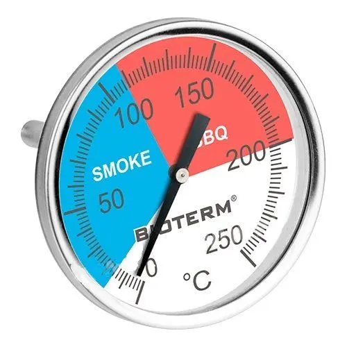 Produktbild: BROWIN® Analog Grillthermometer | Thermometer für Smoker und Grill | Deckelthermometer für BBQ und Räucherofen | Rauchgasthermometer aus Edelstahl (Analog Grillthermometer Ø 54 mm)
