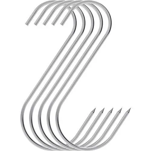 Produktbild: BROWIN® Traditionelle Raucherhaken 311201 | Haken in S Form - 5 Stück | Hochwertige Edelstahlhaken für authentisches Räuchern | Klassische Fleischhaken | Perfektes Zubehör für Räucherfreunde