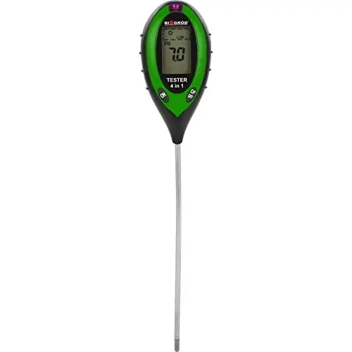 Produktbild: Browin 071905 Multifunktioneller elektronischer Bodentester 4in1, Temperaturmessung, Feuchtigkeitsmessung, ph-Wert-Messung, Messung der Besonnung – für Rasen, Blumen, Früchte, Büsche und Topfpflanzen
