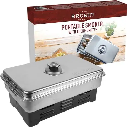 Produktbild: Browin 330001 TISCHRÄUCHEROFEN mit Thermometer Edelstahl OFEN RÄUCHEROFEN GRILLOFEN NEU, Silber