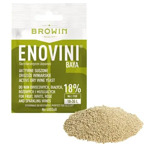 Produktbild: Browin 400360 Hefe, Weißwein, Aktive getrocknete Weinhefe, Enovini Baya-für Weiß-und Roséweine-18% auf 10-35 L Cuvée-ideal für „Neustart“ der Gärung, 7g