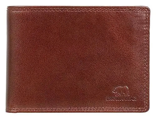 Produktbild: BROWN BEAR Geldbörse Herren Leder Braun Vintage RFID-Schutz mit Münzfach | Karten Portemonnaie Echtleder | Design Geldbeutel | BB 8005-D WBR