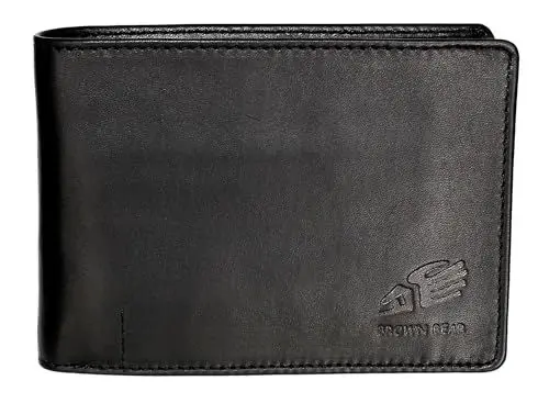 Produktbild: BROWN BEAR Geldbörse Herren Leder mit Münzfach | Schwarz | RFID-Schutz | Karten Portemonnaie Echtleder | Geldbeutel für Scheine | BB Design 1051 BK