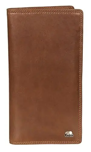 Produktbild: BROWN BEAR Brieftasche Herren Leder Braun mit RFID-Schutz I Echtleder Geldbörse extra schmal I Reise Portemonnaie für 14 Karten I Geldbeutel mit Doppelnaht I BB 8090