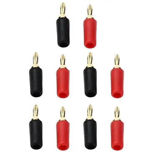 Produktbild: Brrnoo 2,5-mm-Bananenstecker, Vergoldeter Löt-Lautsprecherstecker, 10 Stück Rote und Schwarze Stecker mit 3,5-mm-Endloch für 2,5-mm-Innenfeder-Einbaubuchse, Explosionsgeschützt