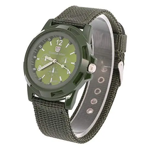 Produktbild: Brrnoo Militär Uhr Herren Sportuhr, Armbanduhr Herren Digitale Sportuhr, Outdoor Tactical Watch Elektronische Analoge Runde Uhren Haltbares Nylonband für Den Täglichen Gebrauch Geeignet(Grün)