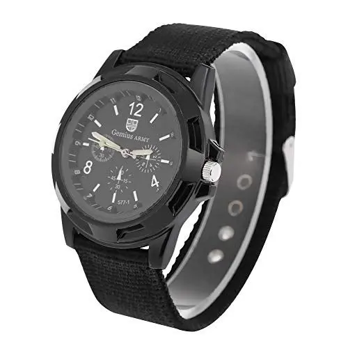 Produktbild: Brrnoo Militär Uhr Herren Sportuhr, Armbanduhr Herren Digitale Sportuhr, Outdoor Tactical Watch Elektronische Analoge Runde Uhren Haltbares Nylonband für Den Täglichen Gebrauch Geeignet(Schwarz)