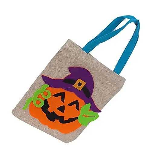 Produktbild: Brrnoo Einkaufstasche, Leinen, Niedlicher, Lebendiger Aufbewahrungssack für Halloween-Dekoration, Party, Show, Anzieh (schwarzer Hut Beige)