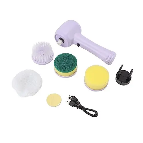 Produktbild: Brrnoo Praktische, an der Wand Montierte Reinigungslösung, Elektrische Reinigungsbürste mit Fester Halterung, für die Reinigung von Badezimmer, Küche und Fliesenfugen (Lila)