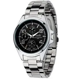 Produktbild: Brrnoo Uhren für Herren, Herrenuhren, Chronograph, Edelstahl, Wasserdichtes Datum, Analoge Quarzuhr, wasserdichte und Modische Business-Stil-Stahlband-Quarz-Armbanduhr(Schwarze Scheibe)