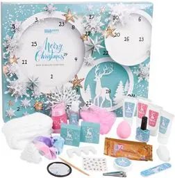 Produktbild: BRUBAKER Cosmetics Beauty Adventskalender 2024 - der XXL Wellness Weihnachtskalender für Frauen und Mädchen - 24 x Körperpflege Produkte & Spa Accessoires - Mint Blau