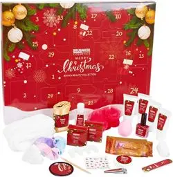 Produktbild: BRUBAKER Cosmetics Beauty Adventskalender 2024 - der XXL Wellness Weihnachtskalender für Frauen und Mädchen - 24 x Körperpflege Produkte & Spa Accessoires - Rot