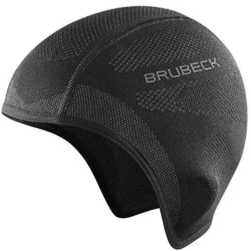 Produktbild: BRUBECK Helmmütze Fahrrad | Schwarze Fahrradmütze unter Helm | Unterziehmütze Fahrradhelm | Radfahren Mütze | Skull Cap | Laufmütze atmungsaktiv | Joggen | Gr. S - M | Black | HM10020A