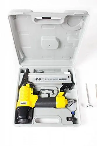 Produktbild: Brüder Mannesmann Druckluft-Nagler M15350 | Arbeitsdruck 4-8 bar | Luftverbrauch 0,6 L / Schuss | Magazin-Kapazität 100 Nägel | Im praktischen Kunststoffkoffer mit 500 Stauchkopfstiften 30 mm