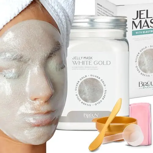 Produktbild: BRÜUN – Peel-Off-Gelee-Maske, Premium-Qualität, modellierendes Weißgold-Glykol-AC-Glas-Maskenpulver für Gesichtsmaske, ideal für Kosmetikerinnen, Spa-Hautpflege, Hydro-Gesichtsmaske