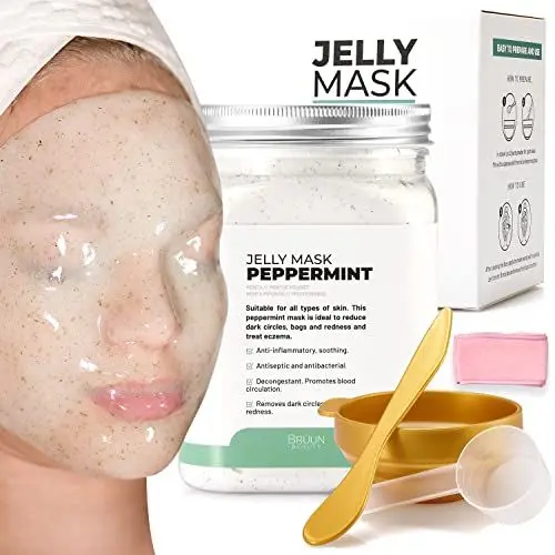 Produktbild: BRÜUN – Peel Off Jelly Mask, Premium-Qualität, modellierendes Pfefferminzglas-Maskenpulver für Gesichtsmaske, ideal für Kosmetikerinnen, Spa-Hautpflege, Hydro-Gesichtsmaske