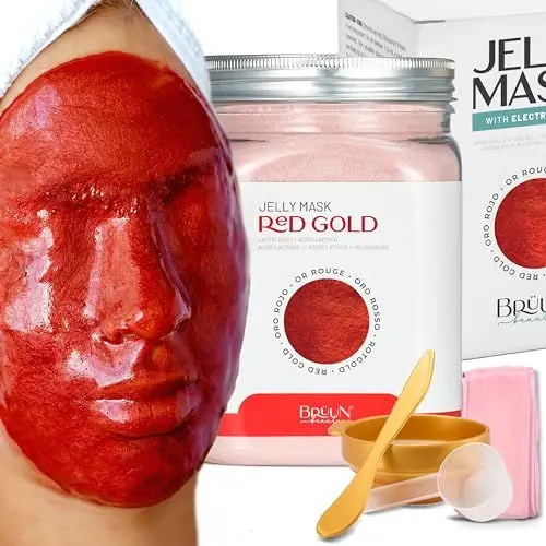 Produktbild: BRÜUN – Peel Off Jelly Mask, Premium-Qualität, modellierendes Red Gold Lactic AC Jar-Maskenpulver für Gesichtsmaske, ideal für Kosmetikerinnen, Spa-Hautpflege, Hydro-Gesichtsmaske