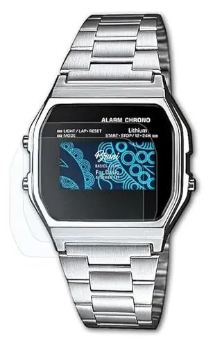 Produktbild: Bruni Schutzfolie kompatibel mit Casio A158WEA-1EF Folie, glasklare Displayschutzfolie (2X)