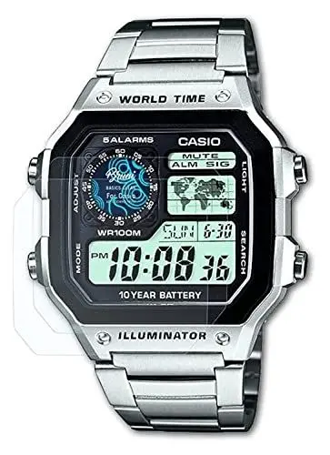 Produktbild: Bruni Schutzfolie kompatibel mit Casio AE-1200WHD-1AVEF Folie, glasklare Displayschutzfolie (2X)
