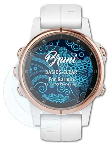 Produktbild: Bruni Schutzfolie kompatibel mit Garmin Fenix 5S Plus 42 mm Folie, glasklare Displayschutzfolie (2X)