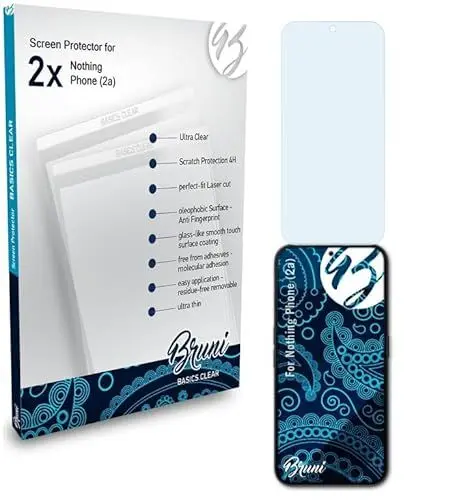 Produktbild: Bruni Schutzfolie kompatibel mit Nothing Phone (2a) Folie, glasklare Displayschutzfolie (2X)