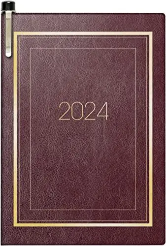 Produktbild: BRUNNEN Wochenkalender Modell 713 2024 2 Seiten = 1 Woche Blattgröße 7,2 x 10,2 cm bordeaux