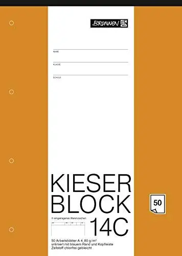 Produktbild: Brunnen 1042924 Kieser-Block Lineatur 20 (A4, 50 Blatt, blanko, 80 g/m², gelocht)