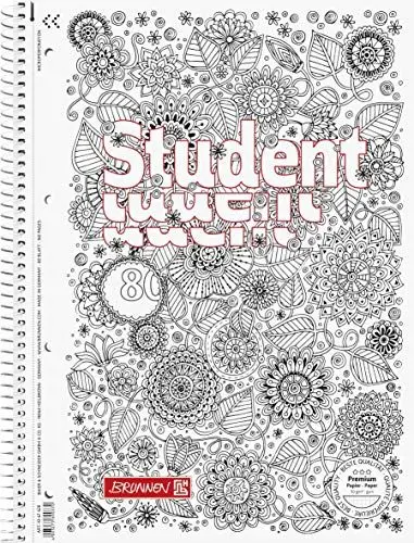 Produktbild: Brunnen 1067427 Notizblock/Collegeblock Student Zenart (A4, kariert Lineatur 28, 90 g/m², 80 Blatt), 5er SET