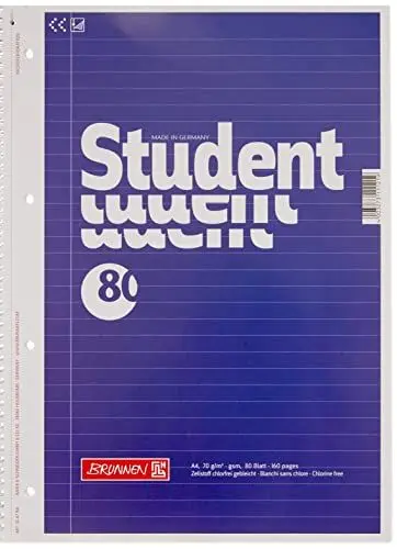 Produktbild: BRUNNEN Collegeblock Student | A4, Lineatur 21, 80 Blatt, blau