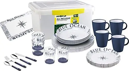 Produktbild: BRUNNER All Inclusive Teller aus Melamin Blue Ocean - 36-tellig